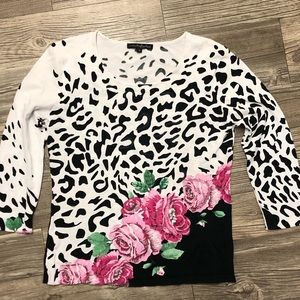 Pierri New York top - animal print and roses with minimal beading